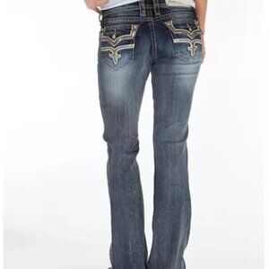 Rock Revival Posey Easy Boot Stretch Jean Y2K Sequins Embroidered Size 28